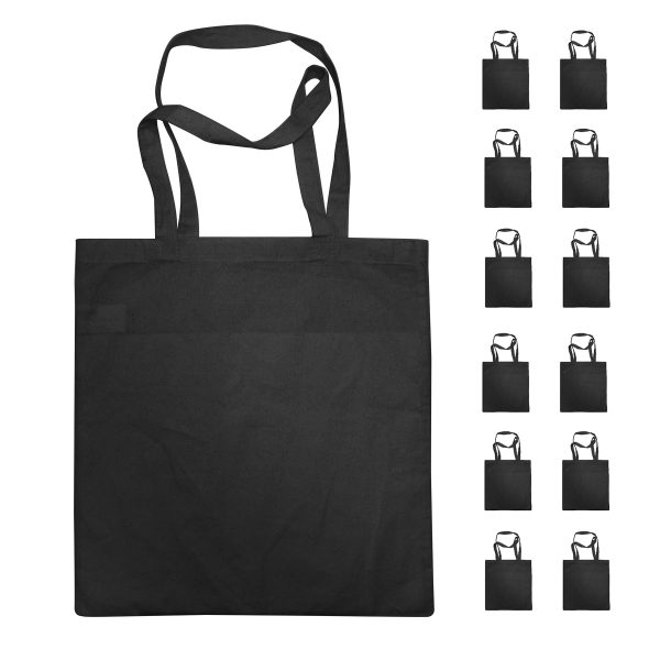 Black Reusable Grocery tote bags-12pack